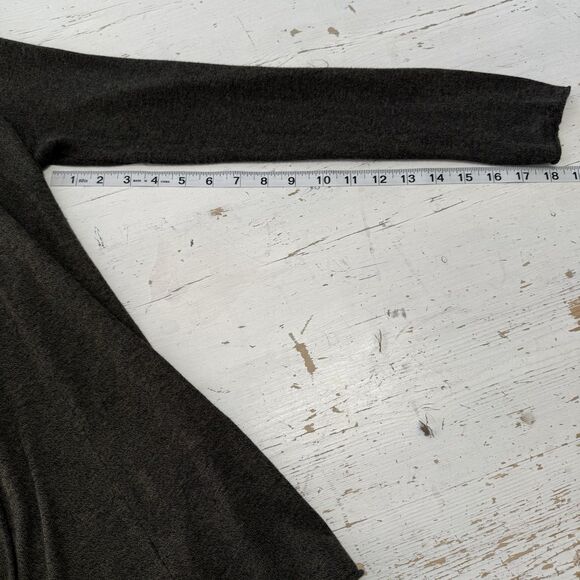 Express Large Sweater Open Front Cardigan Gray Green Shawl Long Sleeve Ruching - Picture 10 of 10